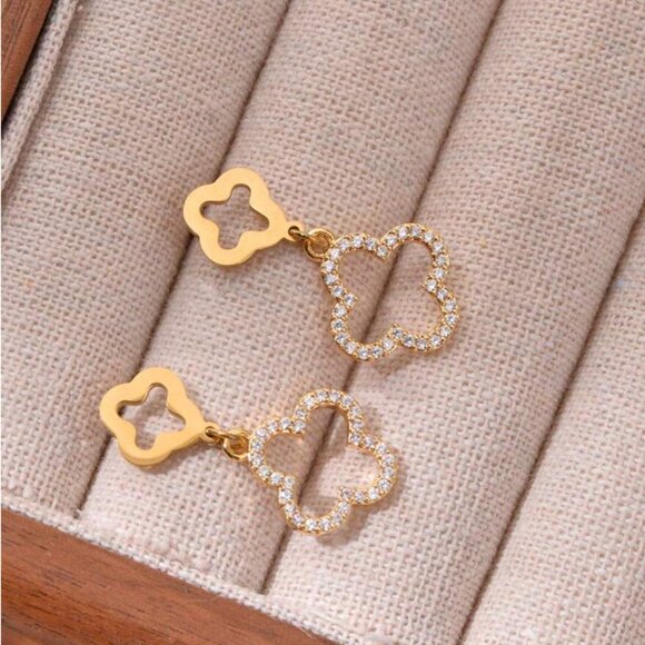 Van Cleef & Arpels Jewelry - Cleef inspired doops earrings gold plated from jeweler